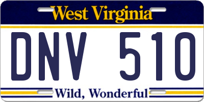 WV license plate DNV510