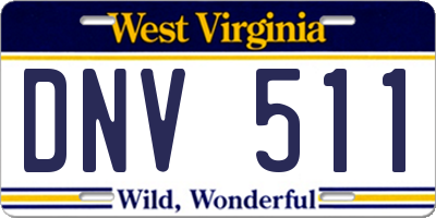 WV license plate DNV511