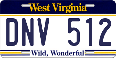 WV license plate DNV512