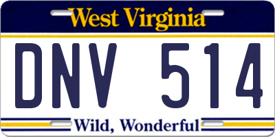 WV license plate DNV514