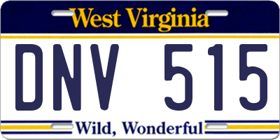 WV license plate DNV515