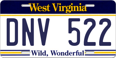WV license plate DNV522
