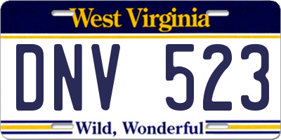 WV license plate DNV523