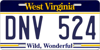 WV license plate DNV524