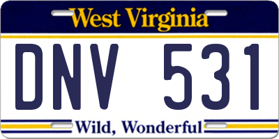WV license plate DNV531