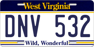 WV license plate DNV532