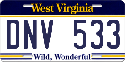 WV license plate DNV533