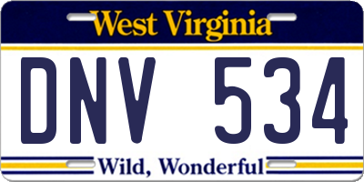 WV license plate DNV534