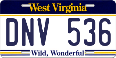 WV license plate DNV536