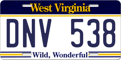 WV license plate DNV538