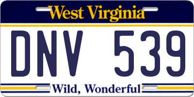 WV license plate DNV539