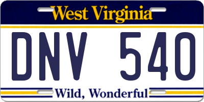 WV license plate DNV540