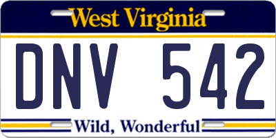 WV license plate DNV542