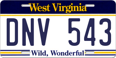 WV license plate DNV543