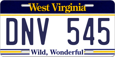 WV license plate DNV545