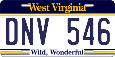 WV license plate DNV546