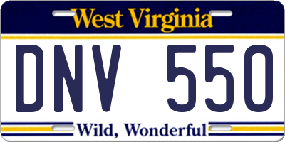 WV license plate DNV550
