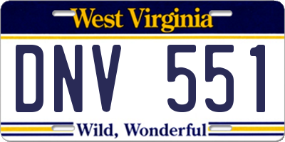 WV license plate DNV551
