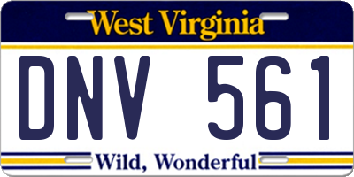 WV license plate DNV561