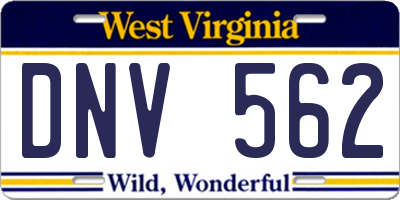 WV license plate DNV562