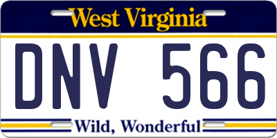 WV license plate DNV566
