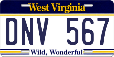 WV license plate DNV567