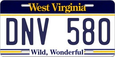 WV license plate DNV580