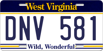 WV license plate DNV581