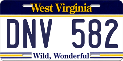 WV license plate DNV582