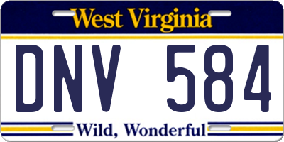 WV license plate DNV584