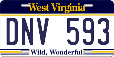 WV license plate DNV593