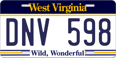 WV license plate DNV598