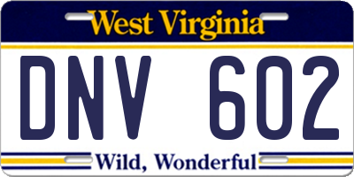 WV license plate DNV602