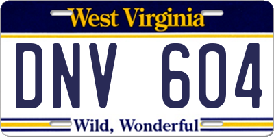 WV license plate DNV604