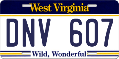 WV license plate DNV607