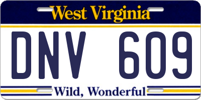 WV license plate DNV609