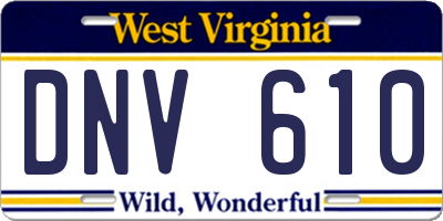 WV license plate DNV610