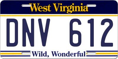 WV license plate DNV612