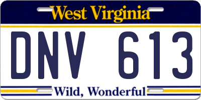 WV license plate DNV613