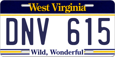 WV license plate DNV615