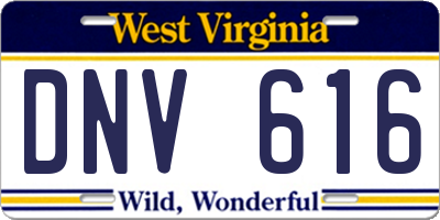 WV license plate DNV616