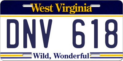WV license plate DNV618