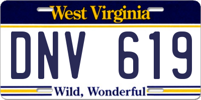 WV license plate DNV619