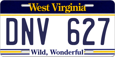 WV license plate DNV627