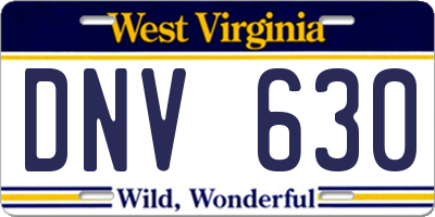 WV license plate DNV630
