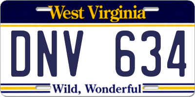 WV license plate DNV634