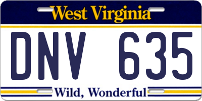 WV license plate DNV635