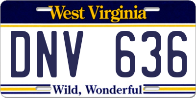 WV license plate DNV636