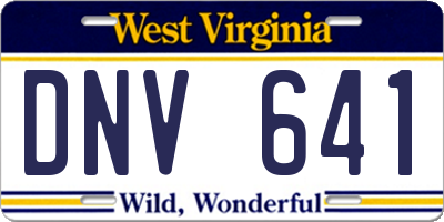 WV license plate DNV641