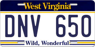 WV license plate DNV650